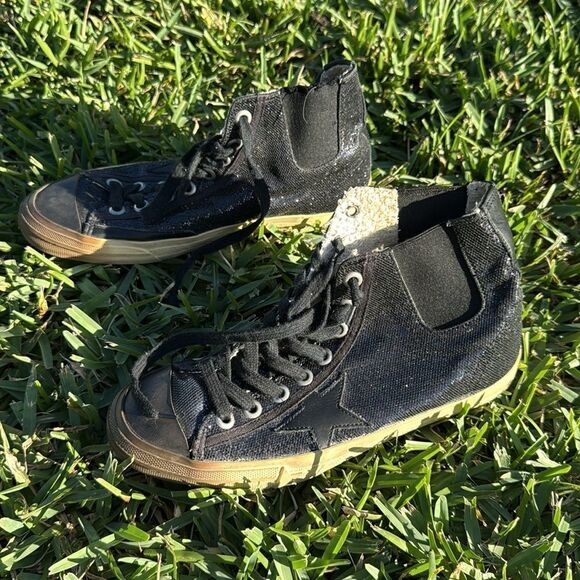 Golden Goose Navy/Black Sequin Hi Top Sneaker No BOX - Authetic Sneaker - Picture 1 of 9